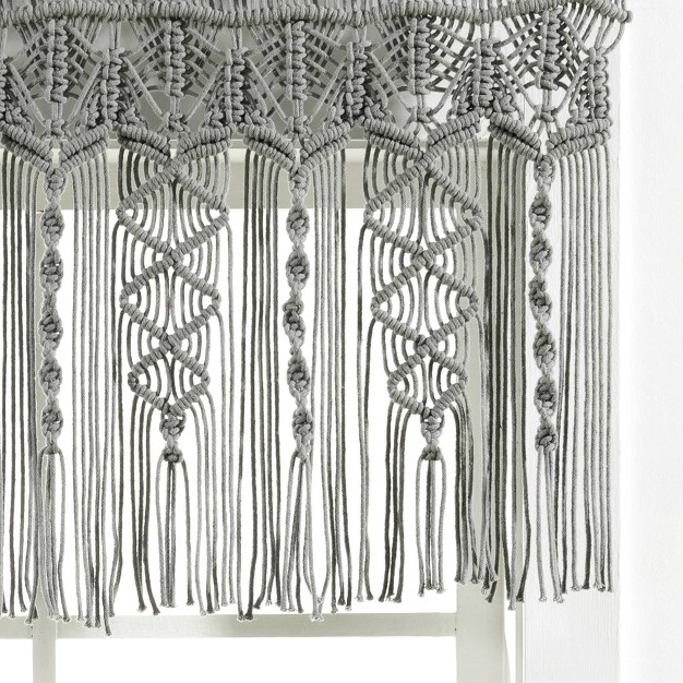 Boho Macrame Textured Cotton Window Valance Gray Lush D cor