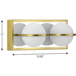 Progress Lighting Pearl LED Collection 2-Light Satin Brass Opal Glass LED Modern Wall Light P300311-012-30