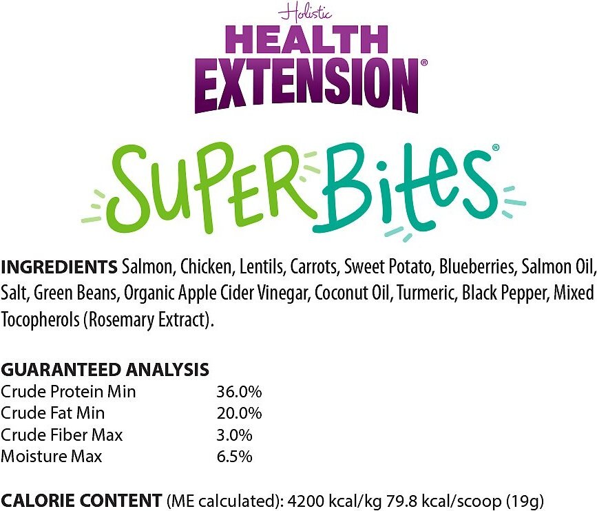 Health Extension Super Bites Salmon Recipe Freeze-Dried Raw Dog Food Mixer