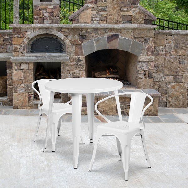 30'-inch Round Metal Indoor-Outdoor Table Set