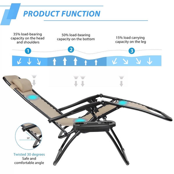 Zero Gravity Chairs Patio Chairs Lawn Lounge Chair Patio Set of 2 with Pillow and Cup Holder Patio Furniture - Overstock - 37866211