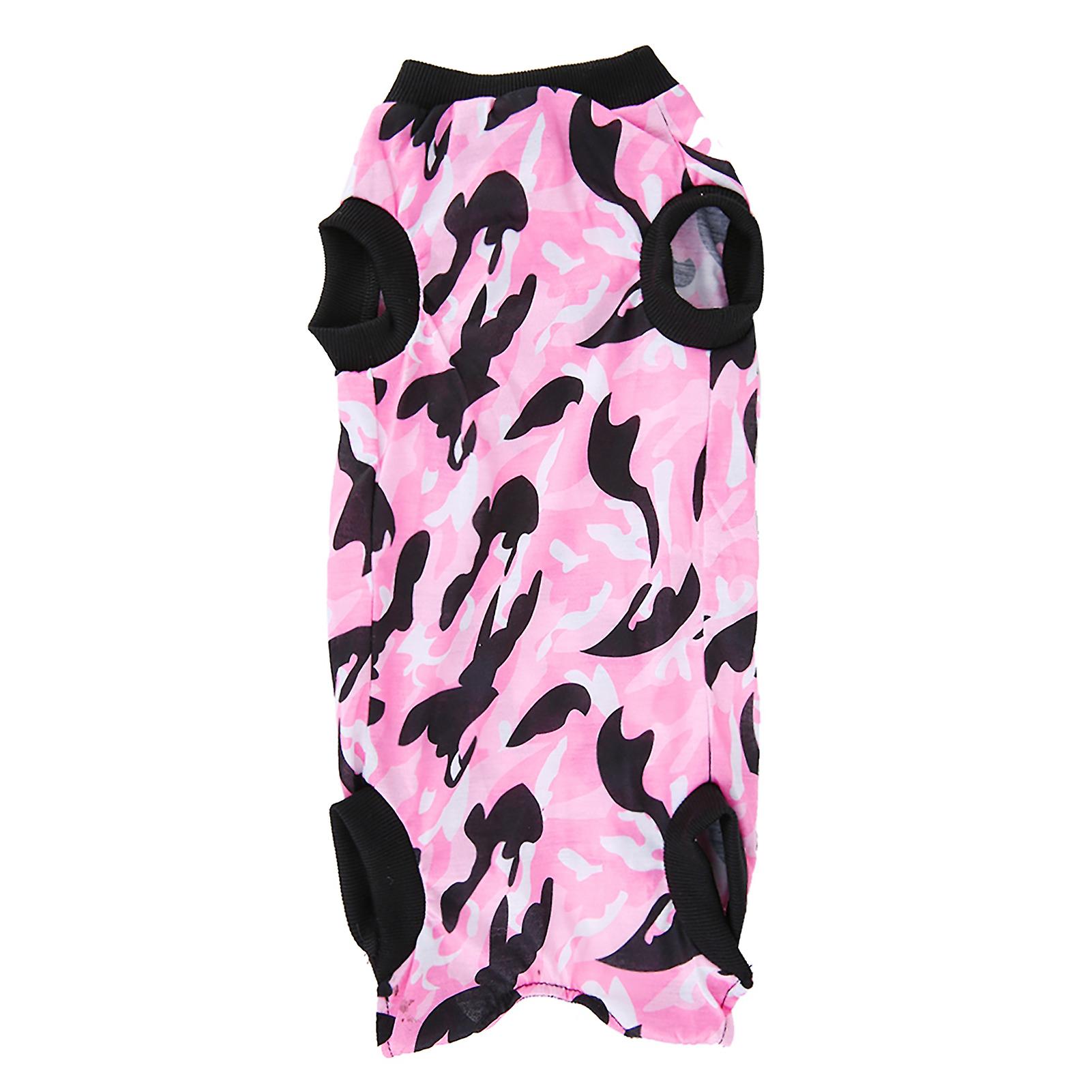 Polyester Pet Recovery Suit Soft Clothes After Surgery Wound Protection for Dogs Cats(Pink M)