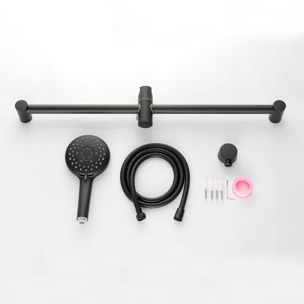 WELLFOR 4-Spray Multi-Function Wall Bar Shower Kit with Hand Shower in Matte Black WA3001MB