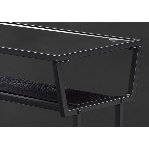 Cappuccino Black Metal 22nch Accent Table w/ Tempered Glass - 24 L x 12 W x 22 H Inches