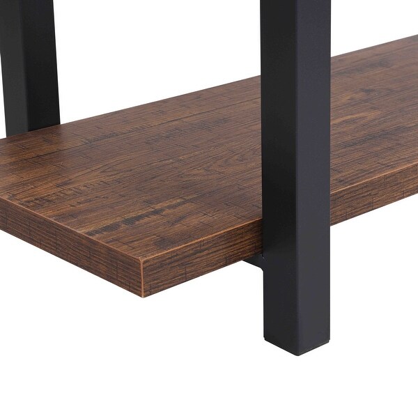 Brown Wood and Metal 3-Tier Console Table