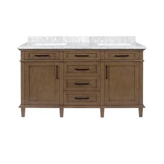 Home Decorators Collection Sonoma 60 in. W x 22 in. D x 34 in H Bath Vanity in Almond Latte with White Carrara Marble Top Sonoma 60AL