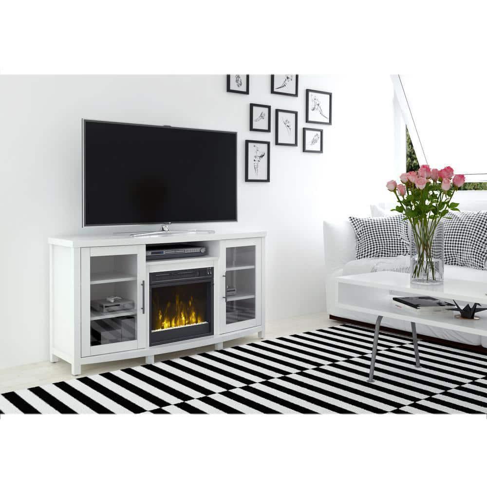 Classic Flame Rossville 54 in Media Console Electric Fireplace TV Stand in White