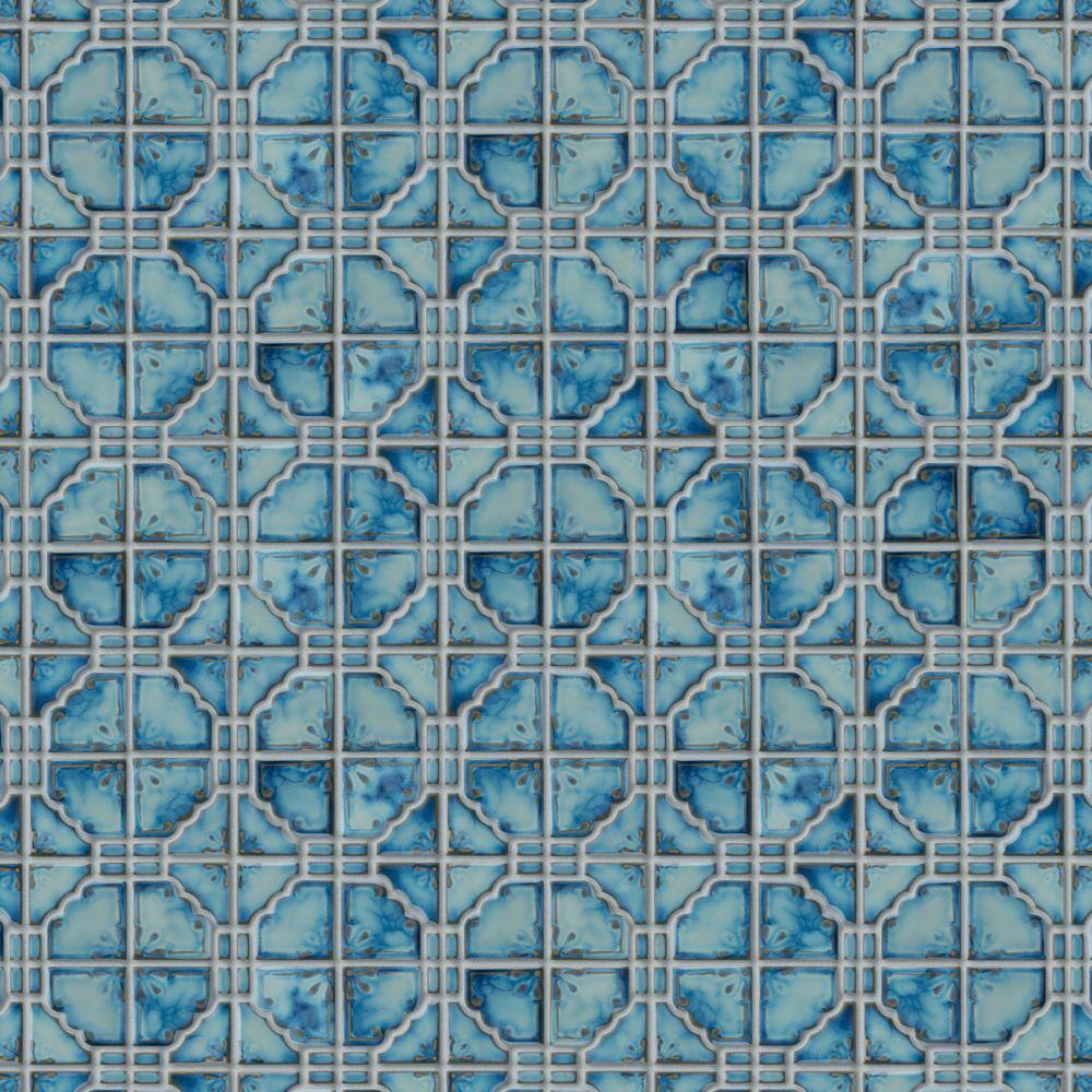 Merola Tile Moonbeam Diva Blue 12 in. x 12 in. Porcelain Mosaic Tile (9.79 sq. ft.  Case) FKOMB21