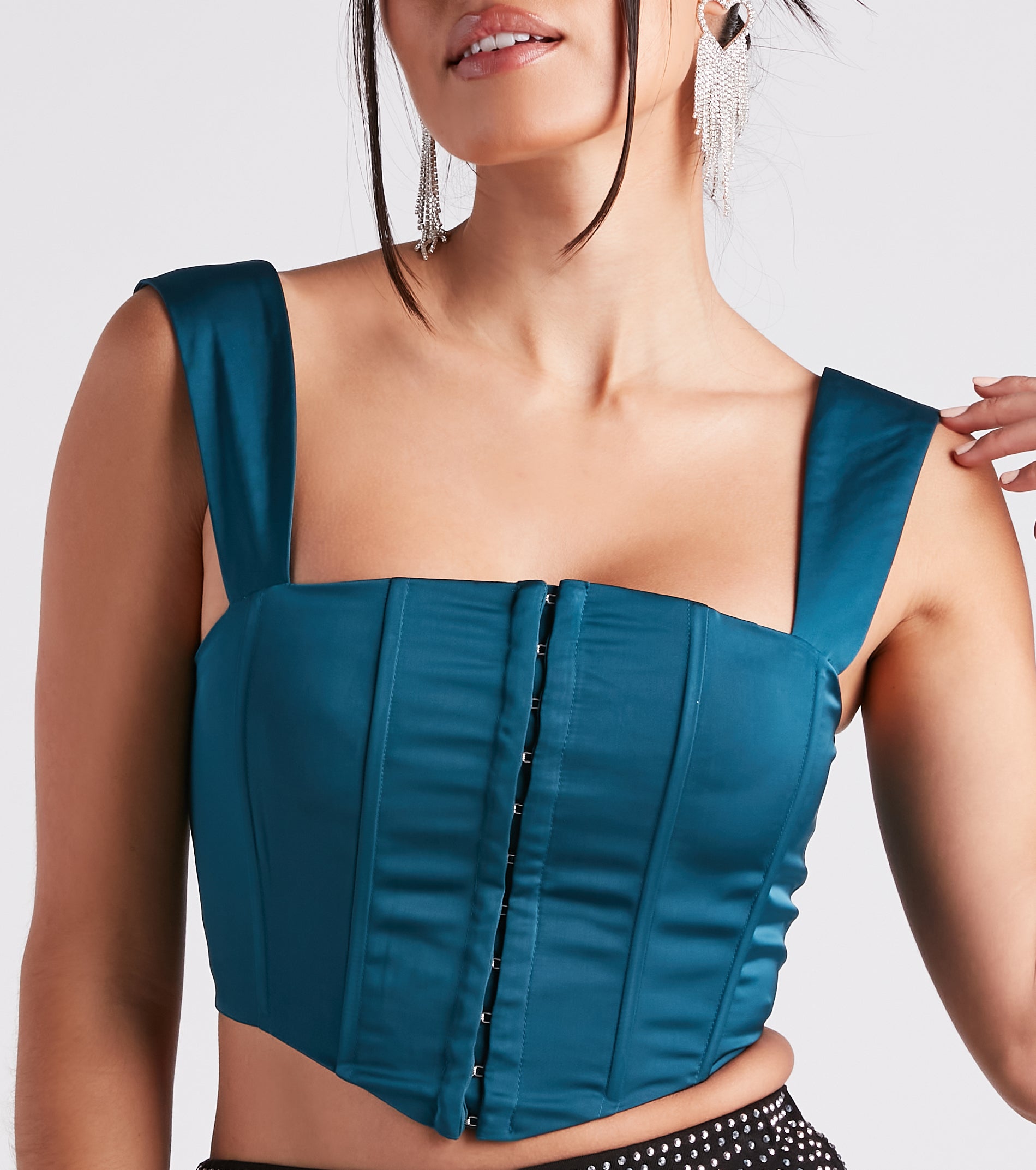 Meant To Be Satin Lace Up Corset Top