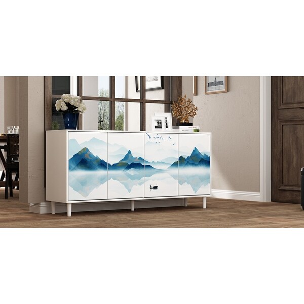 Sideboard Paint Cabinet Console Table Accent Cabinet Landscape Forest