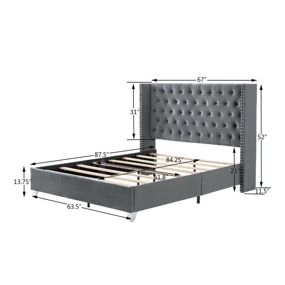 Upholstered Platform Bed Bedroom Set with nightstand