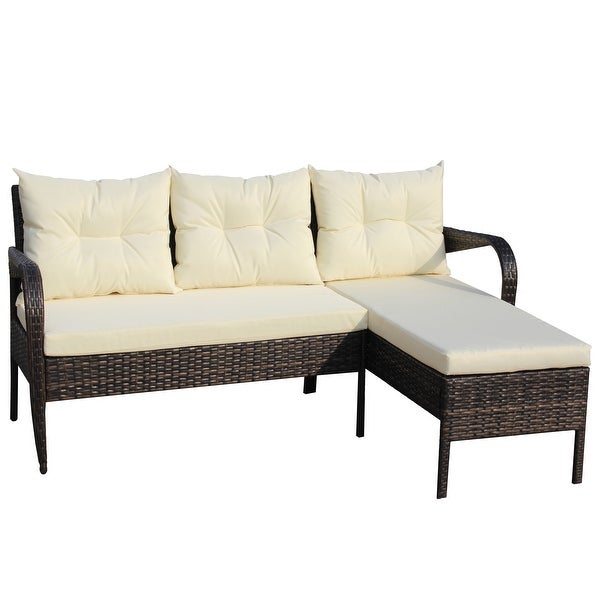 2 Piece Outdoor Patio Sectional Sofa Set Conversation Set - Overstock - 37784750