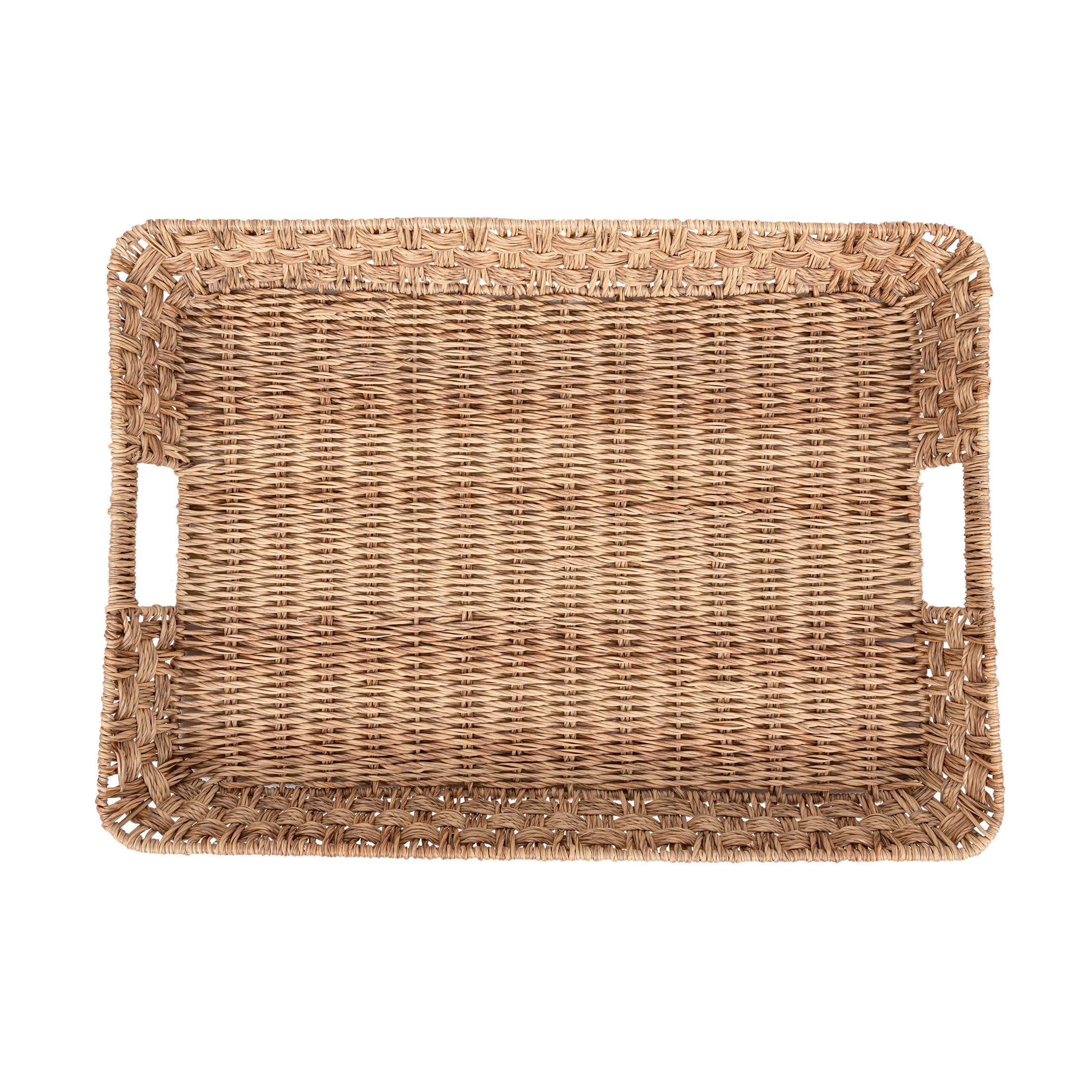 Better Homes and Gardens- Beige Rectangle Rattan Serving Tray， 21x15