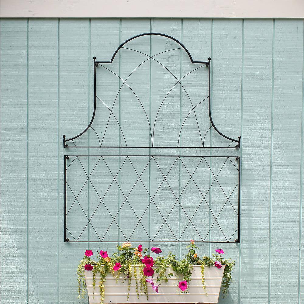 Achla Designs Traditional Somerset Decorative Garden Trellis of 2-Pieces 53 in. Tall Black Powder Coat Finish FT-56