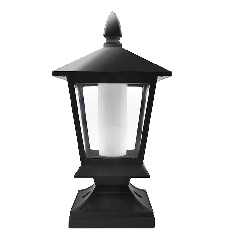 Led Outdoor Solar Post Light Black Post Lamp Lantern For Yard Pathway Deck