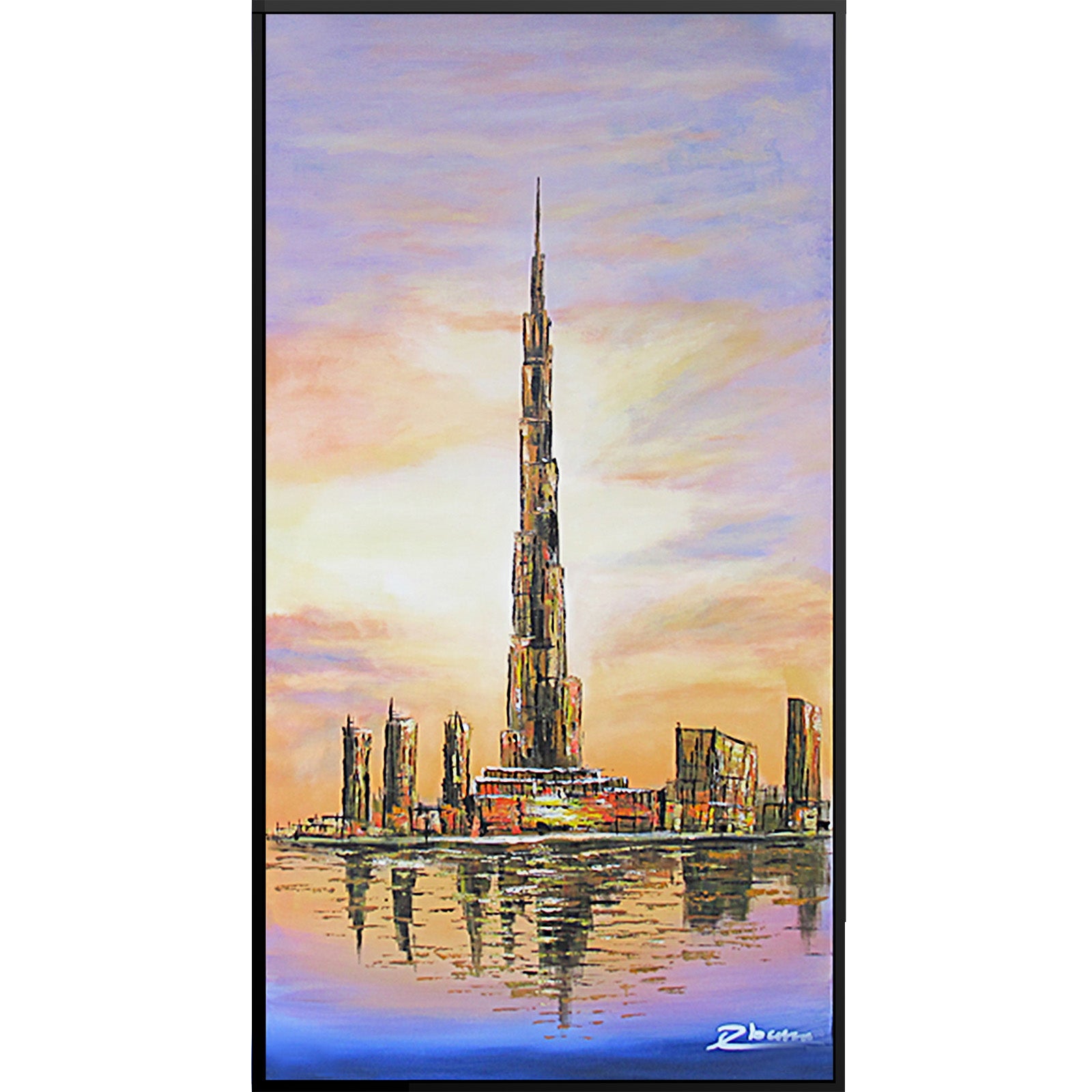 Hand Painted Burj Khalifa Dubai Art Painting With Frame 90X180 Cm Soap0012X