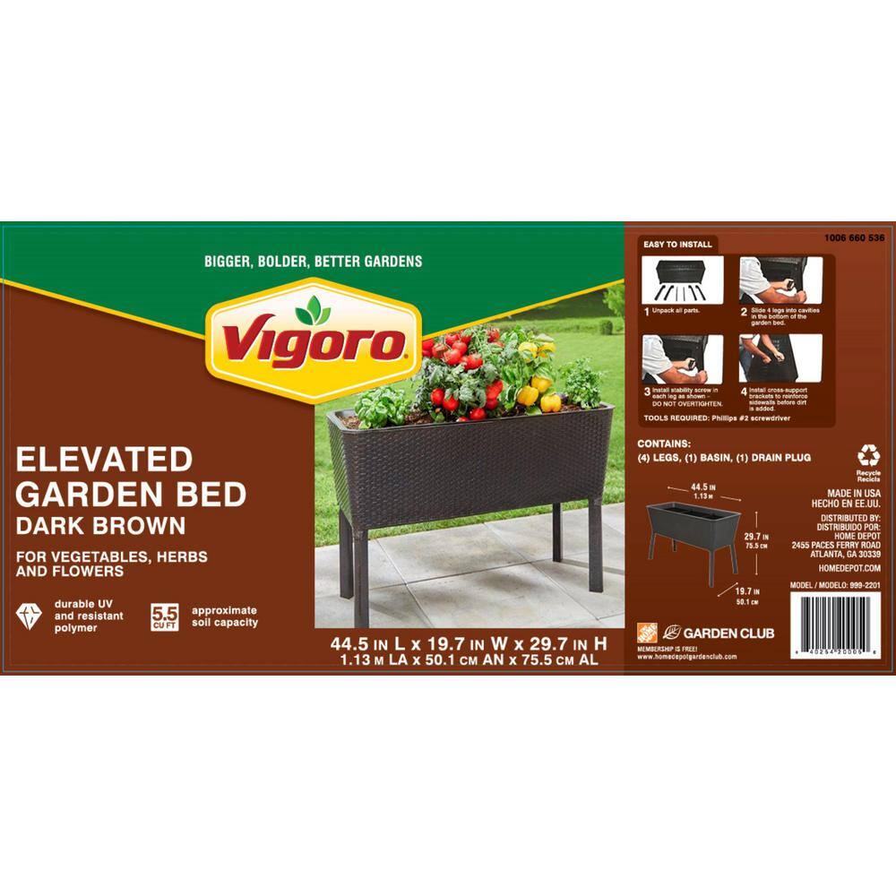 Vigoro 44.5 in. W x 15.25 in. H Easy Grow Elevated Resin Garden Bed Large 999-2201