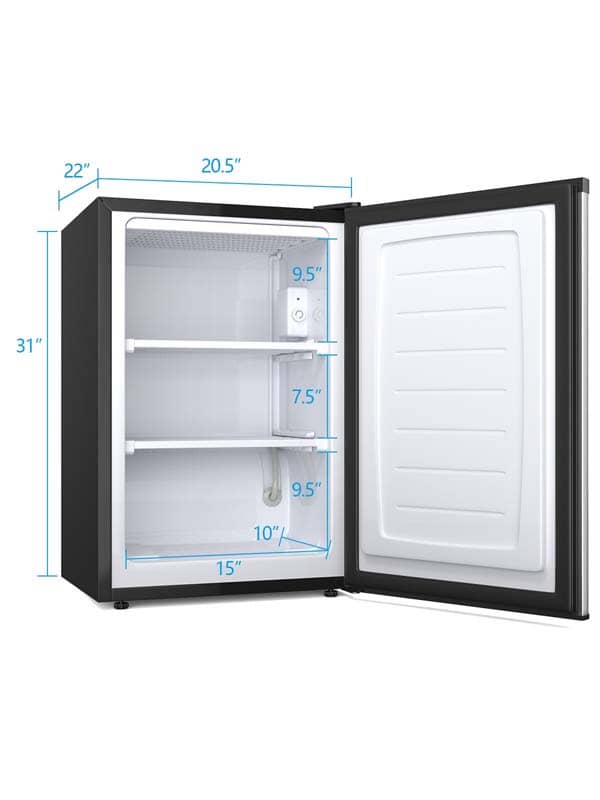 3.0 Cu.Ft Compact Upright Freezer Single Door Refrigerator with Stainless Steel Door