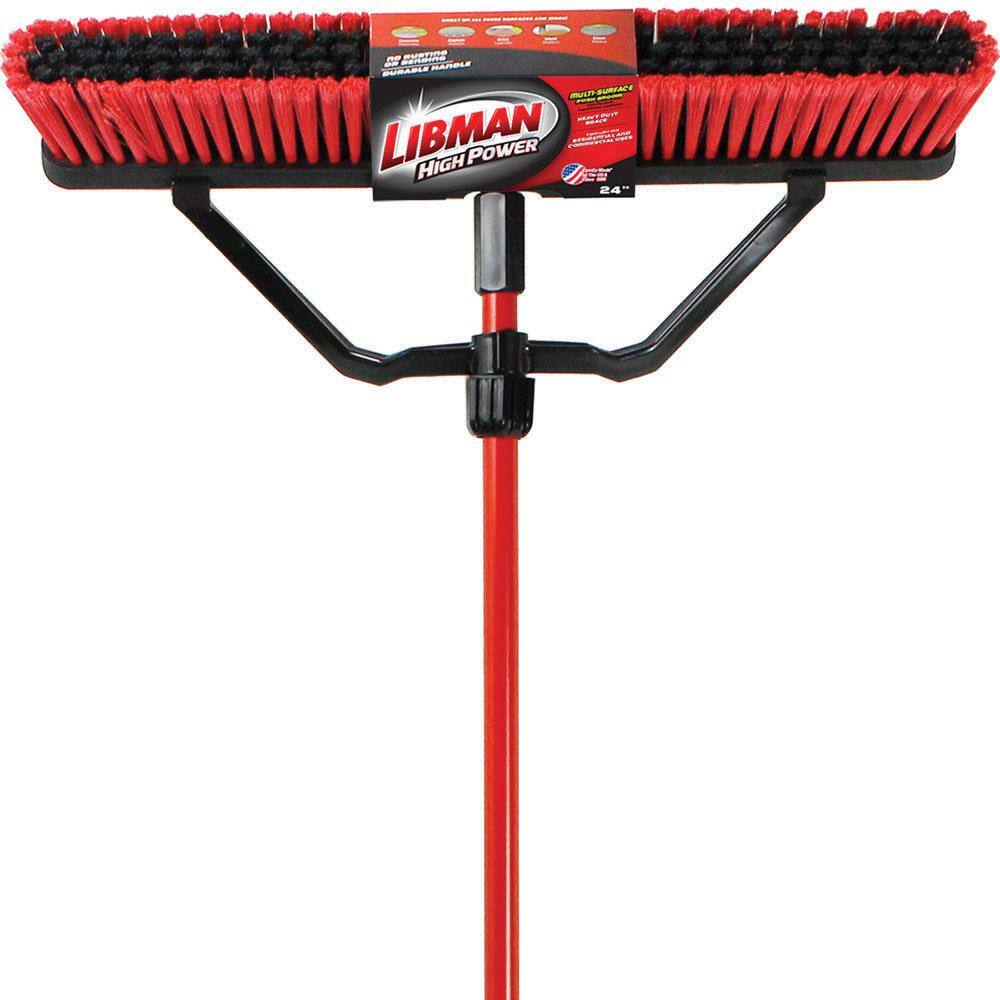 Libman 24 in. Multi-Surface Push Broom Set with Brace and Handle 823