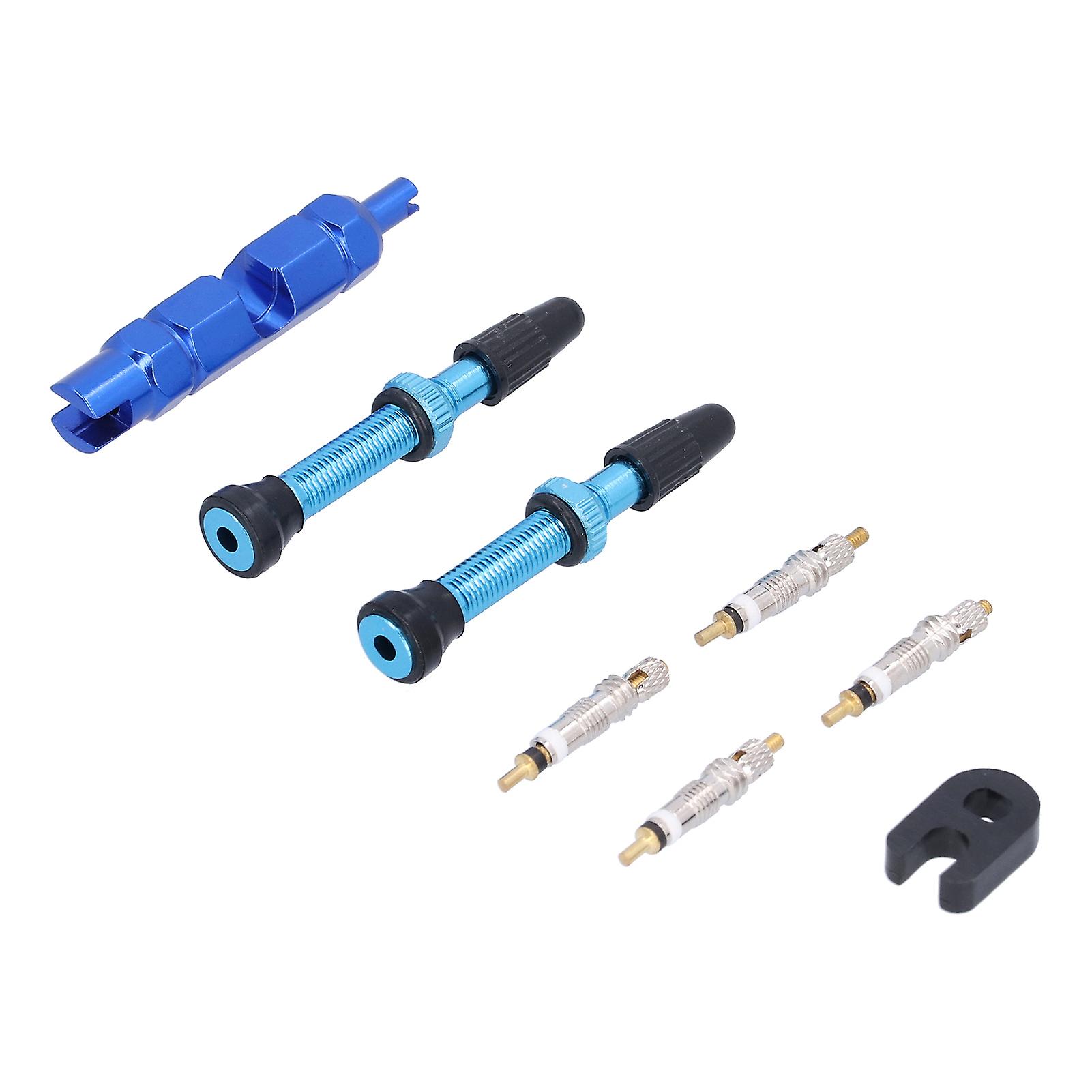 1.6in Tubeless Valve Stem French Type Aluminum Alloy Accessories For Road Bicycles Mountain Bikesblue