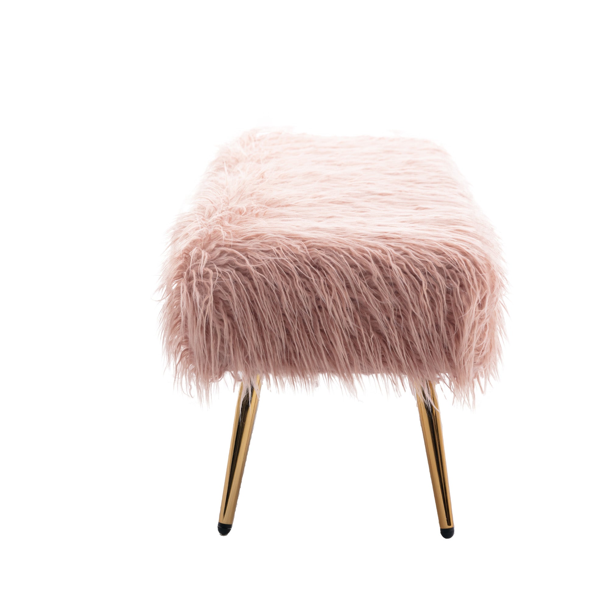 Gardenry Faux Fur Plush Bench, Modern Fluffy Upholstered Bench for Entryway Dining Room Living Room Bedroom, Pink