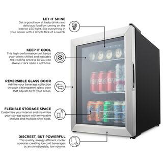 Ivation 17 in. 62 Can Freestanding Beverage Refrigerator Ultra Cool Mini Drink Fridge IVABC620SSWH