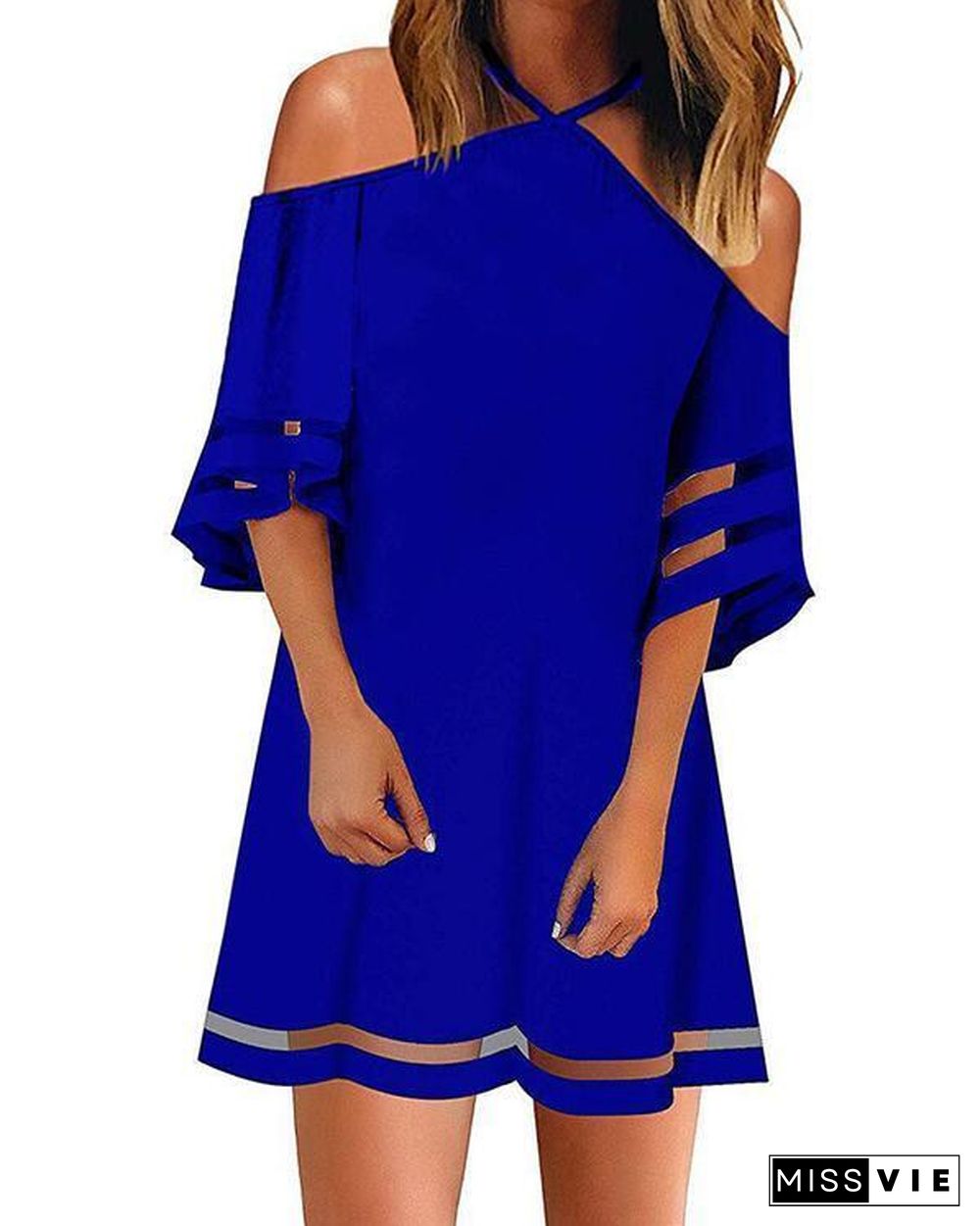 Solid 1/2 Sleeves Shift Above Knee Casual Dresses