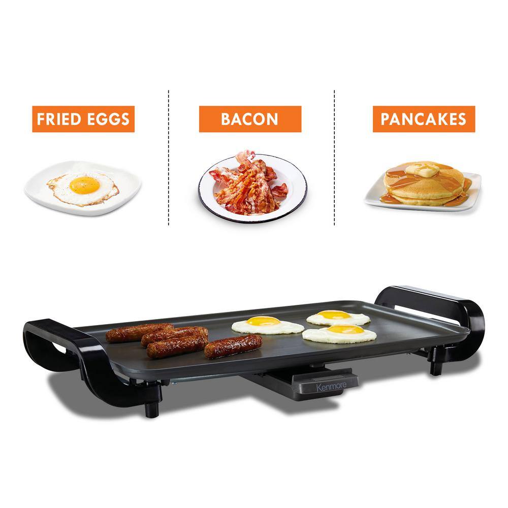 KENMORE Kenmore Non-Stick Electric Griddle with Removable Drip Tray Black Large 10 in. x 18 in. Cooking Surface KKNSEGGrey