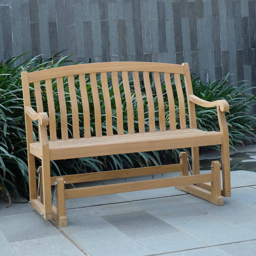 Cambridge Casual Colton Natural Teak Wood Outdoor Glider Bench