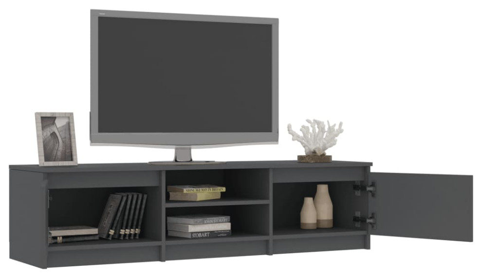 vidaXL TV Stand TV Console Sideboard TV Unit High Gloss White Engineered Wood   Transitional   Entertainment Centers And Tv Stands   by vidaXL LLC  Houzz