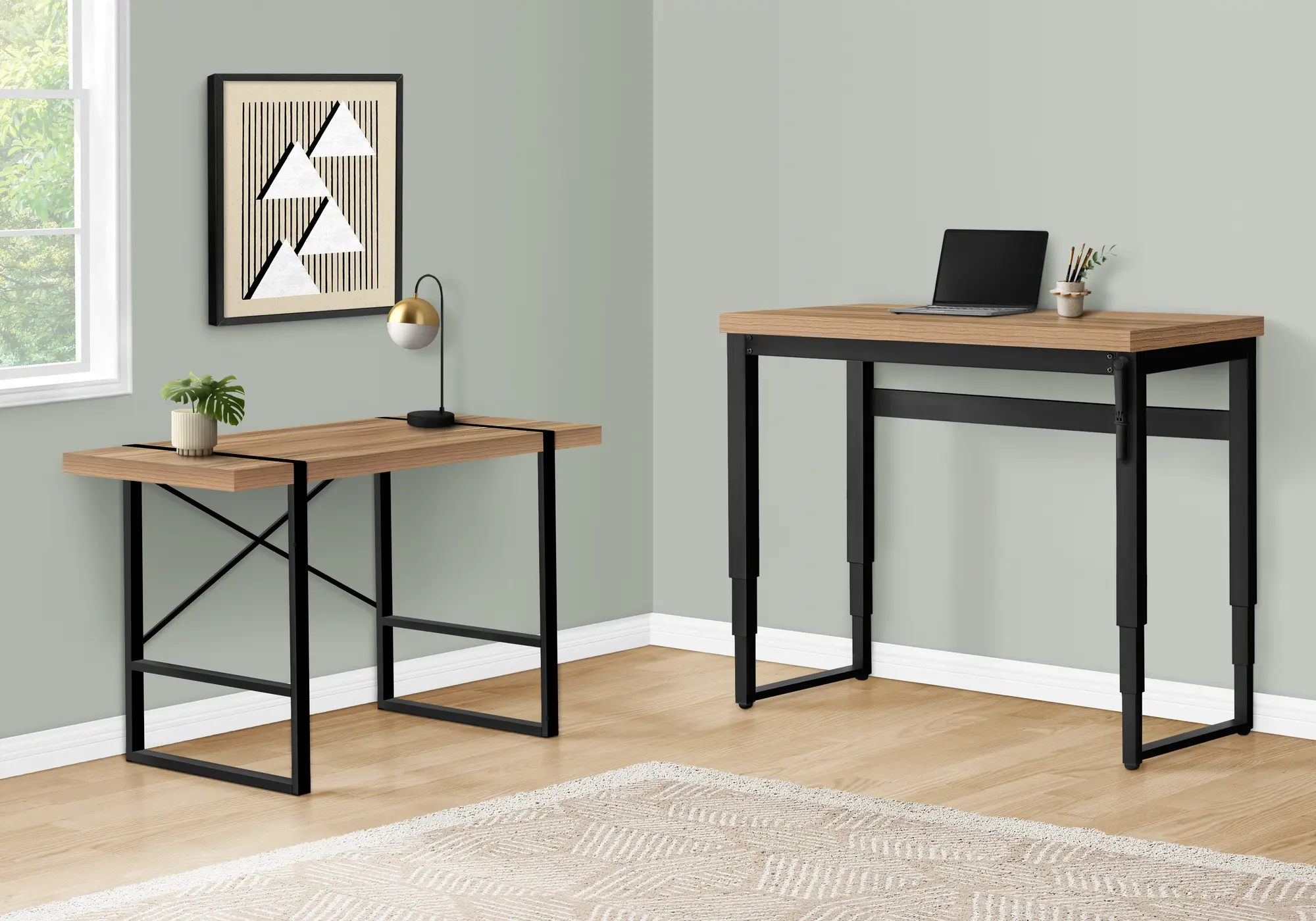 Contemporary 48 Inch Reclaimed Wood Adjustable Height Computer Desk