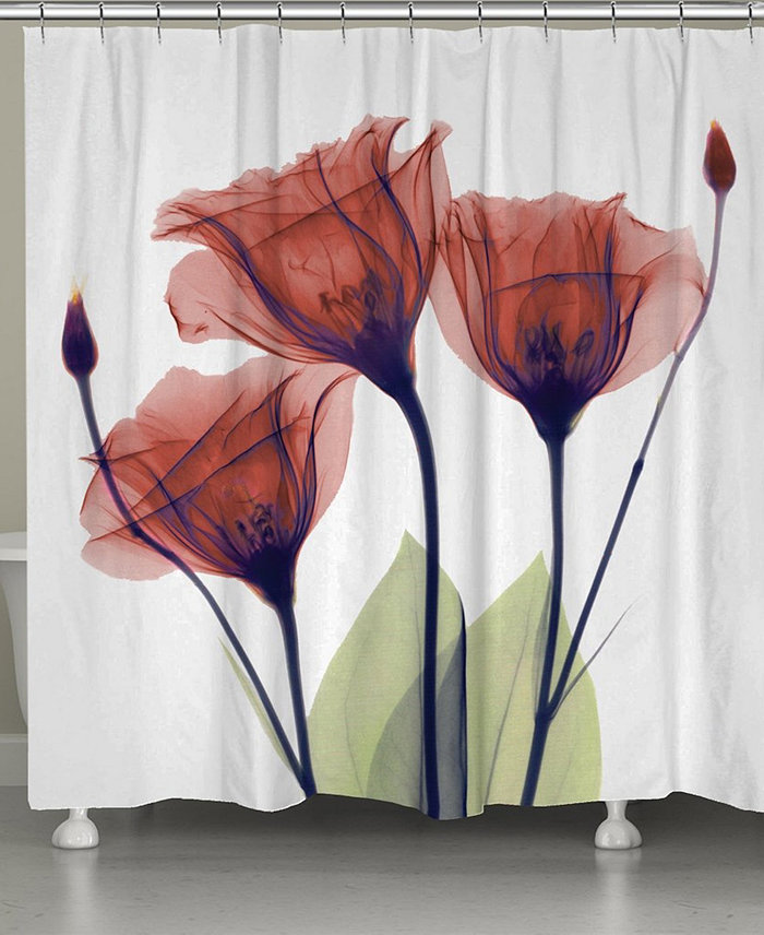 Laural Home Red Gentian X-ray Flowers Shower Curtain