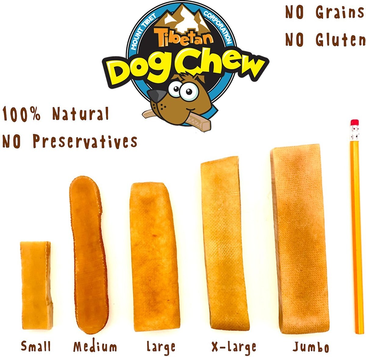 Tibetan Dog Chew X-Large Breed Grain-Free Sticks Dog Treats， 3 count