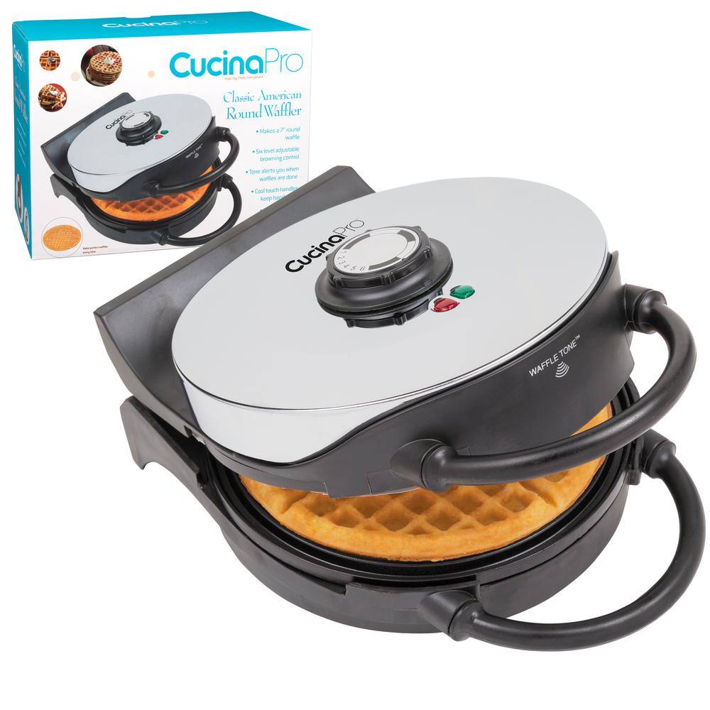 CucinaPro Classic Round 4-Slice Stainless Steel American Waffle Maker 1474