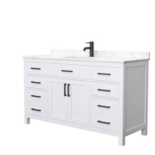 Wyndham Collection Beckett 60 in. W x 22 in. D x 35 in. H Single Sink Bath Vanity in White with Carrara Cultured Marble Top WCG242460SWBCCUNSMXX