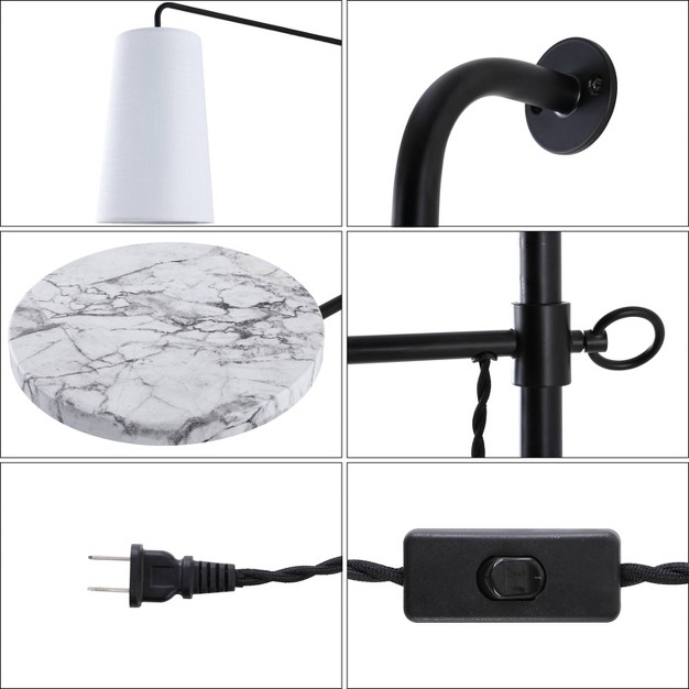 1 light Andre Contemporary Iron Plug in With Adjustable White Marble Table Led Sconce Black Jonathan Y