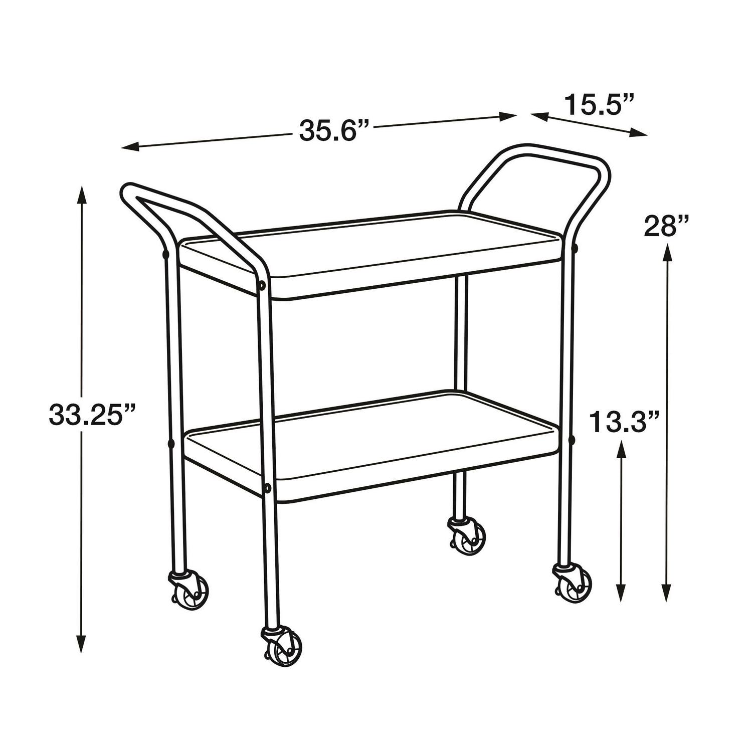 COSCO Stylaire 2 Tier Serving Cart， White and Silver