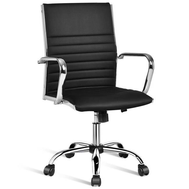 Faux Leather High Back Modern Classic Office Chair with Armrests   22\