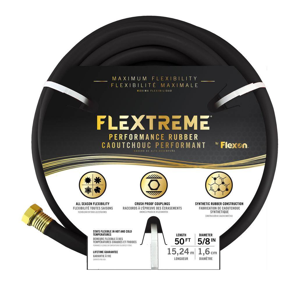 Flexon Flextreme 58 in. Dia x 50 ft. Black Performance Rubber Garden Hose FLXPR5850