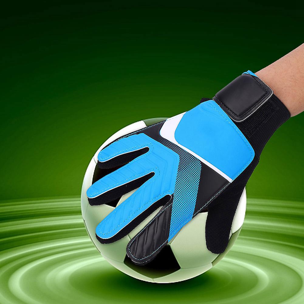 Kids Children Goalkeeper Glove Non Slip Latex Soccer Finger Gloves(blue S)