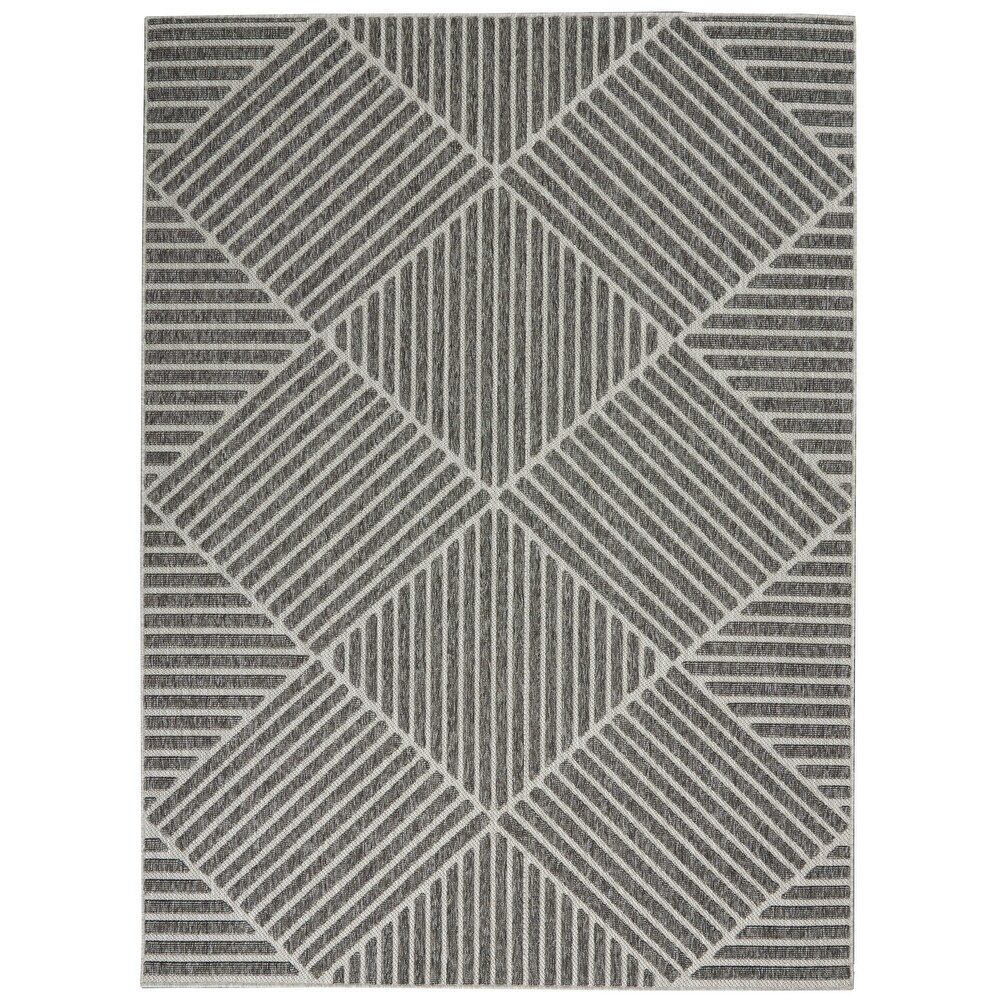 Nourison Palamos Textured Geometric Stripes Indoor/ Outdoor Area Rug