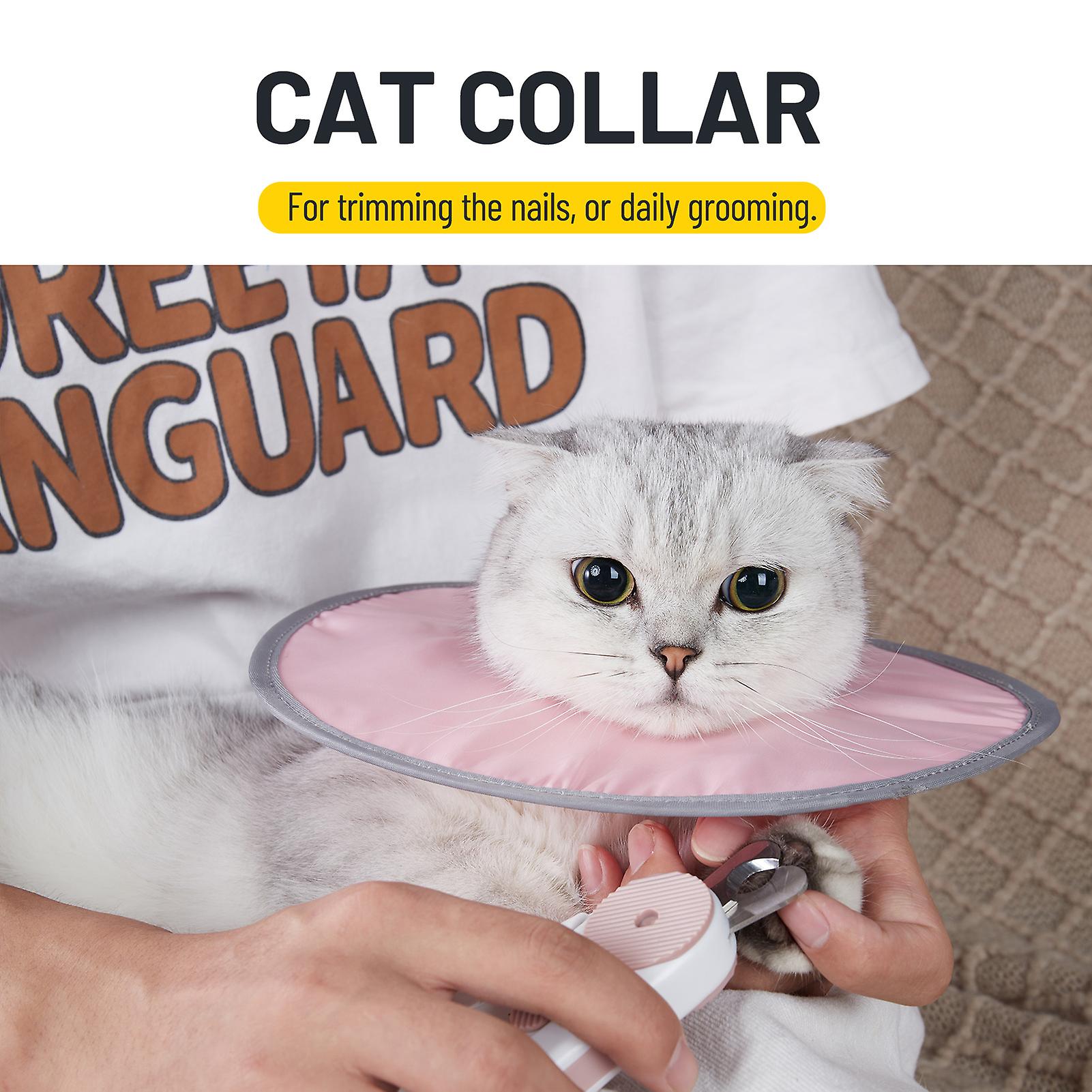 Cat Cone Collar Stop Licking Adjustable Ribbing Neck Recovery Collar Pink Medium