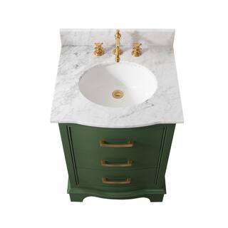 SUDIO Monroe 24 in. W x 22 in. D x 33.7 in. H Bath Vanity in Evergreen with White Marble Top Monroe-24EG