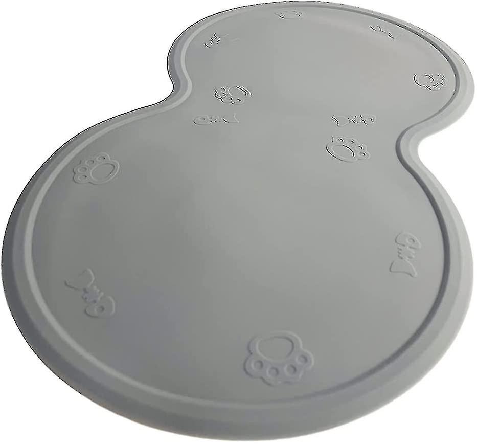 Cat And Dog Bowl Table Set， Pet Food Proof Mat， Waterproof Dog Food Tray Mat， Silicone Double Bowl