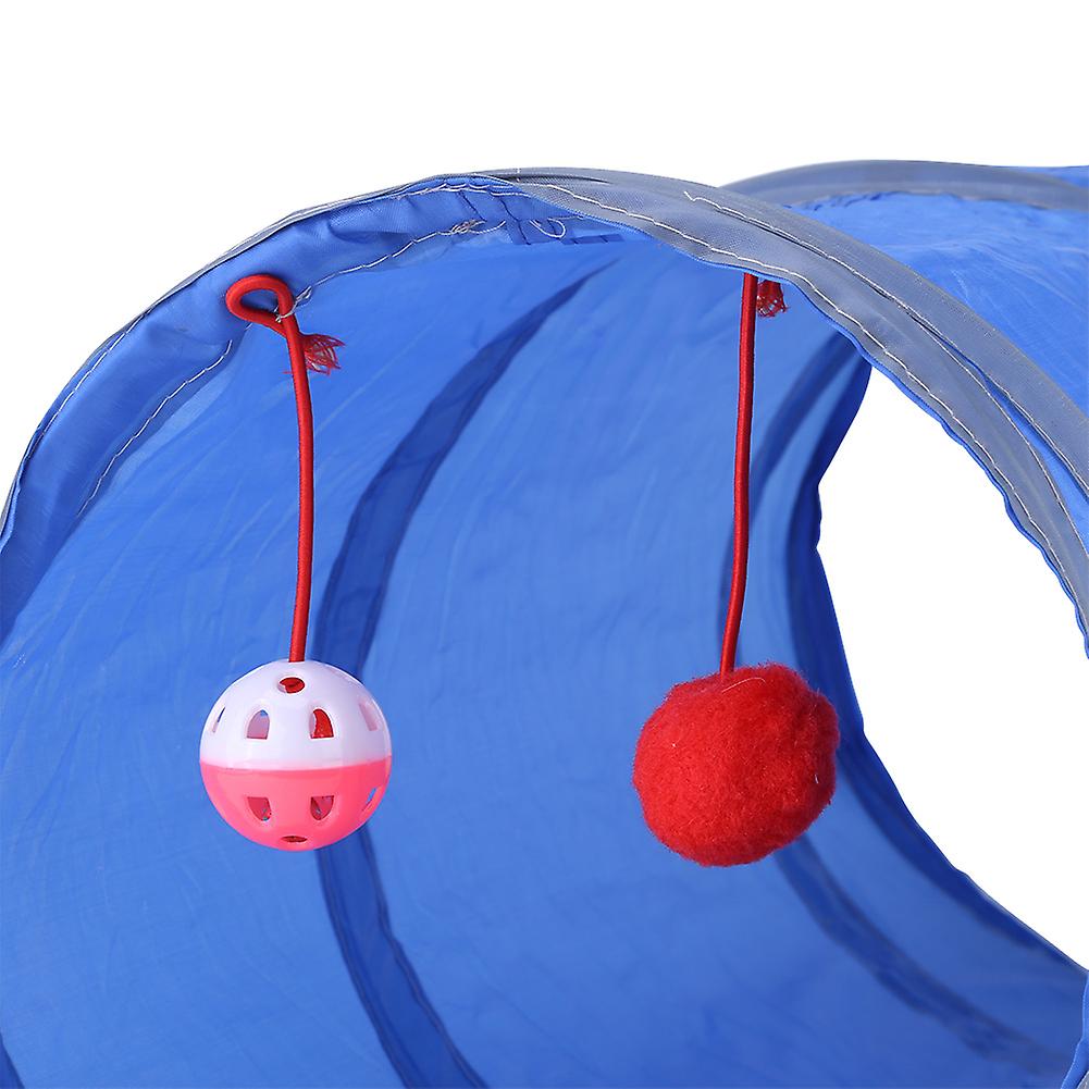 Cat Tunnel Toy Kitten Playing Tube Pet Toys With Tinkle Bell and Plush Ballblue