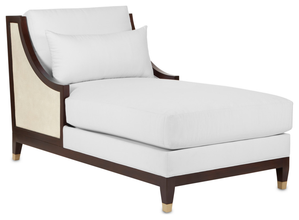 Currey and Company 7000 0441 Chaise  Ivory/Dark Walnut/ Brass Finish   Transitional   Indoor Chaise Lounge Chairs   by Ultra Design Center  Houzz