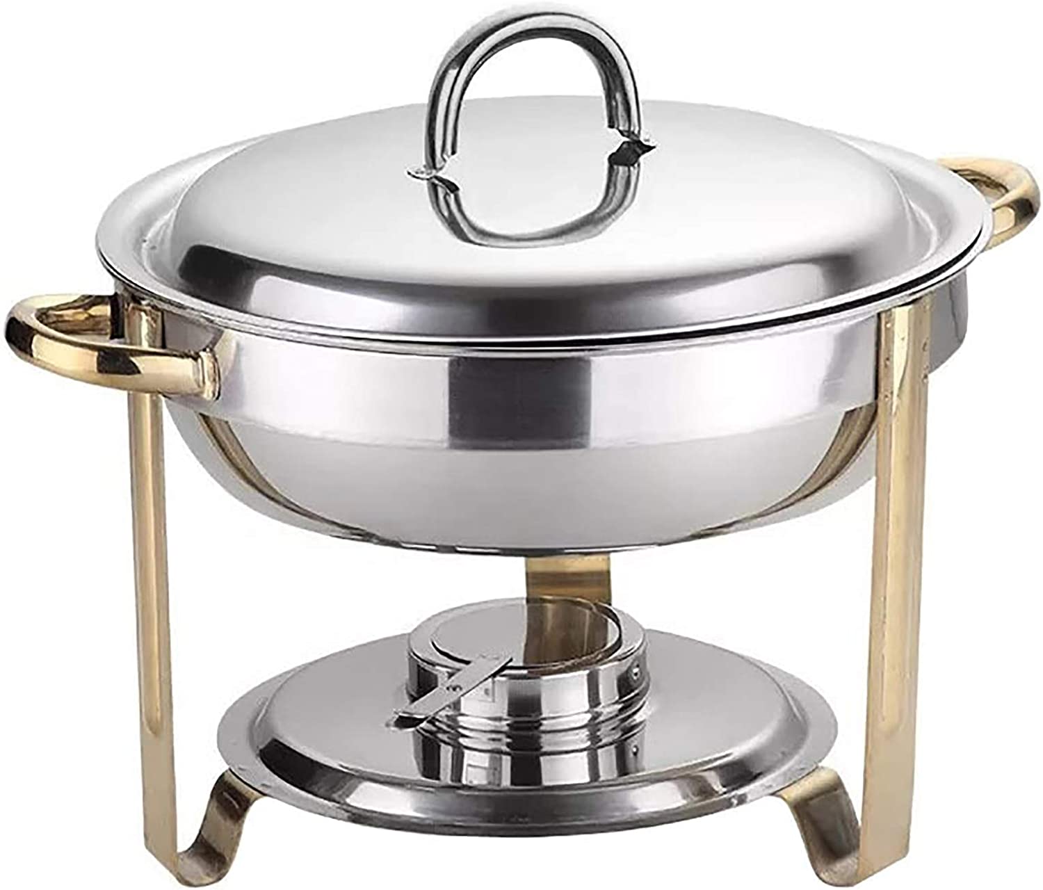 Miumaeov 4L Buffet Catering Stainless Steel Chafer Round Chafing Dish Food Warmer