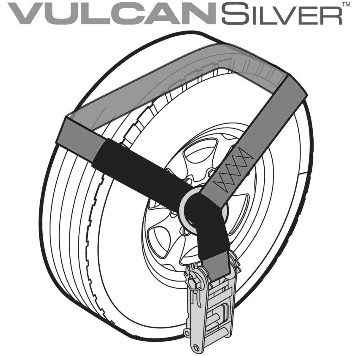 VULCAN Car Tie Down with Snap Hooks - Lasso Style - 2 Inch x 96 Inch - 4 Pack - Silver Series - 3,300 Pound Safe Working Load