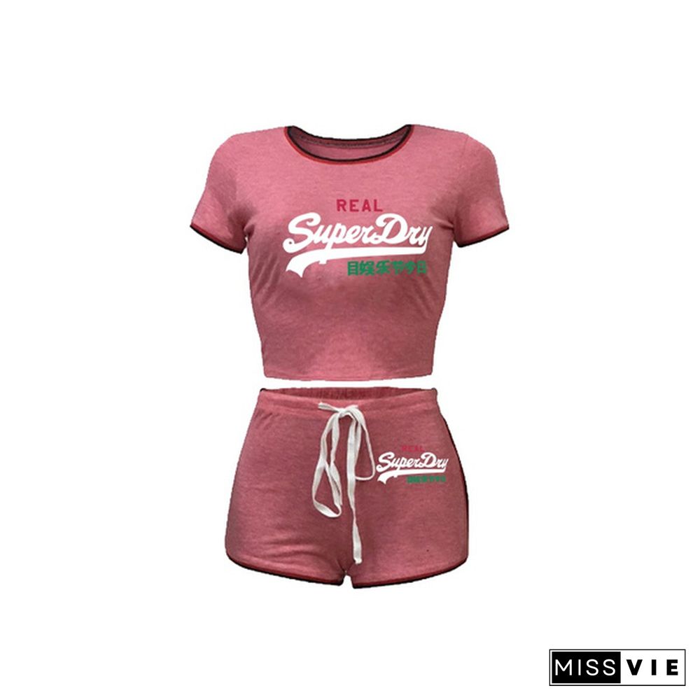 Hot Sale!!! Trending Women Print Top Shorts Sets Casual Short Sleeve Tops+ Leggings Sport Suit Tracksuit Sportwear Two Piece Sets Outfit Playsuit