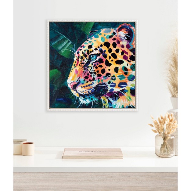 Sylvie Beaded Leopard Glow Framed Canvas By Rachel Christopoulos White Kate amp Laurel All Things Decor